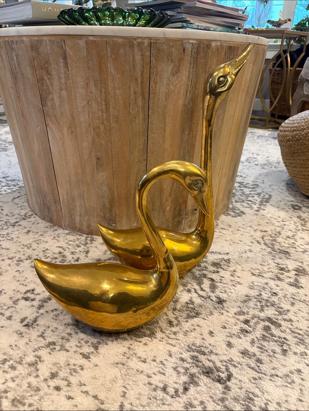 Huge vintage Brass Swan Figurines - Pair